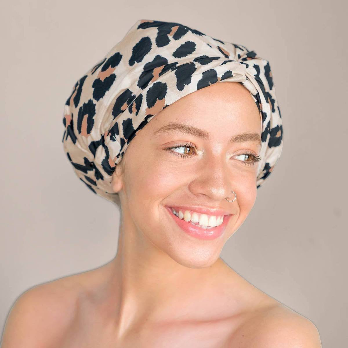 Recycled Polyester Luxe Shower Cap - Leopard – KITSCH