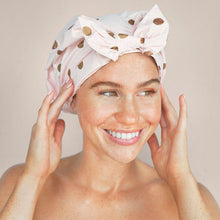 Load image into Gallery viewer, Kitsch Luxury Shower Cap - Blush Dot in Recycled Polyester
